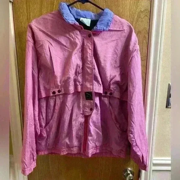 Vintage 90s Natural Sport Colorbock Windbreaker Pink and Purple Size L - Picture 2 of 16